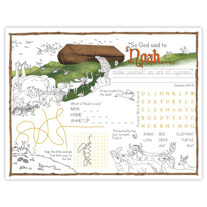 Noah's Ark Bible Activity Placemat