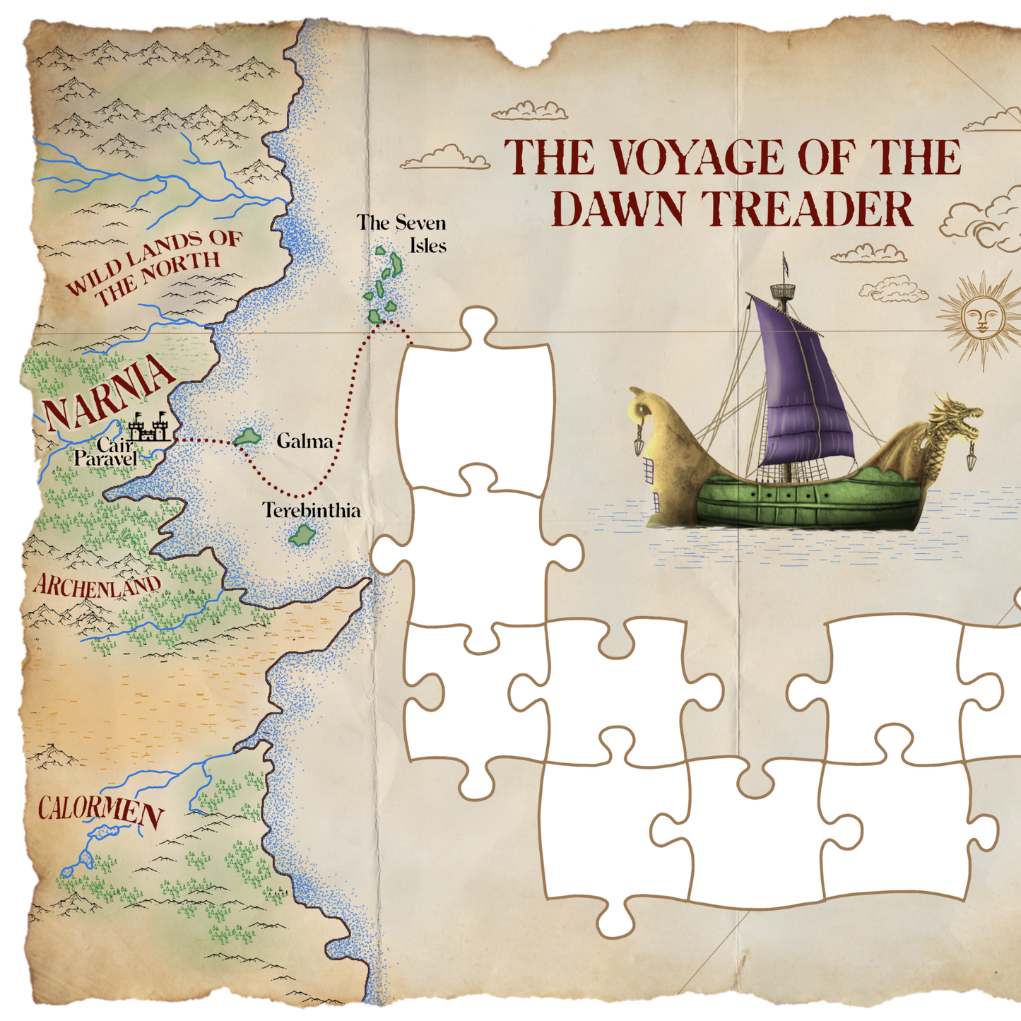 The Voyage of the Dawn Treader Map Activity Pack | Narnia Journey Puzzle Map