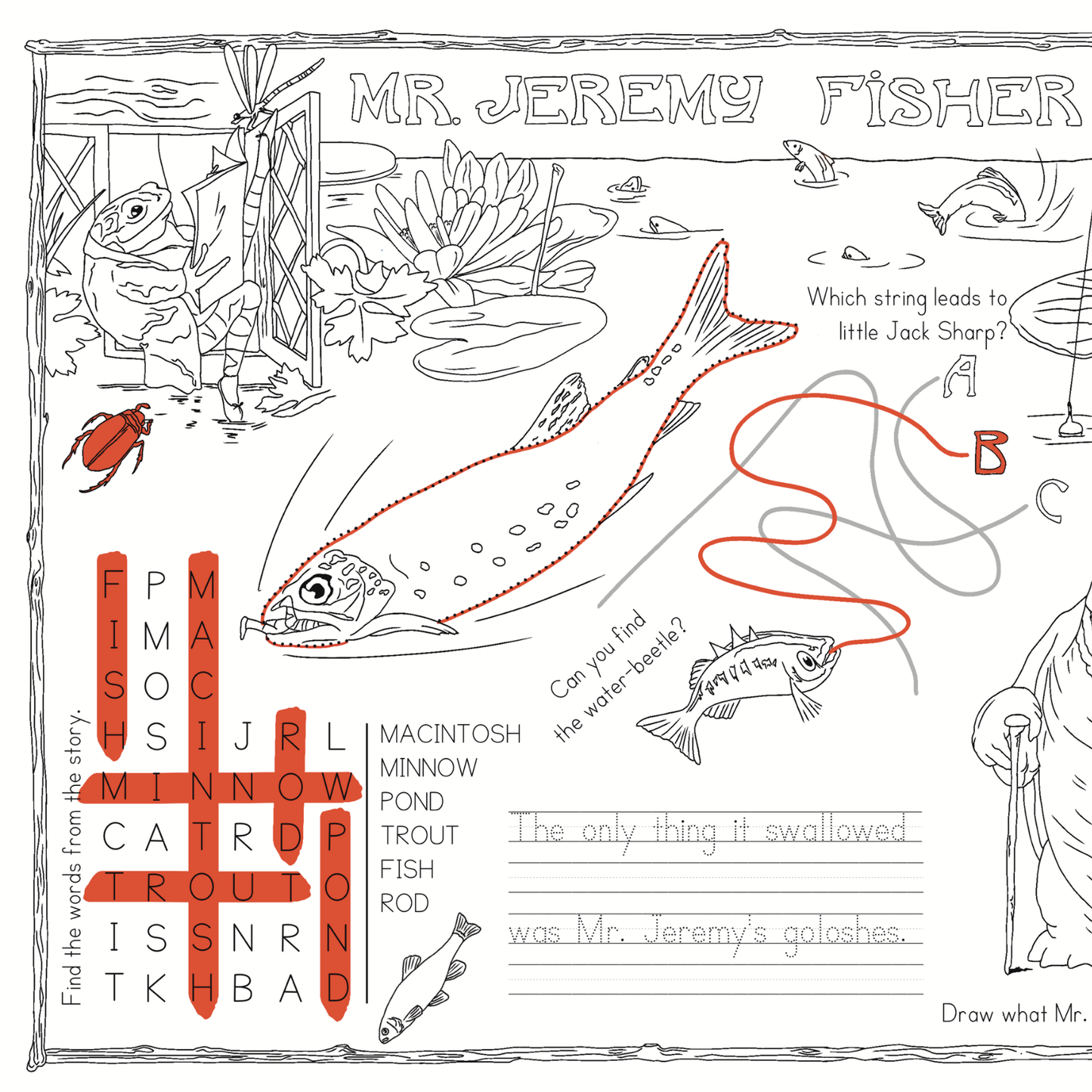 The Tale of Mr. Jeremy Fisher Activity Placemat (Beatrix Potter)