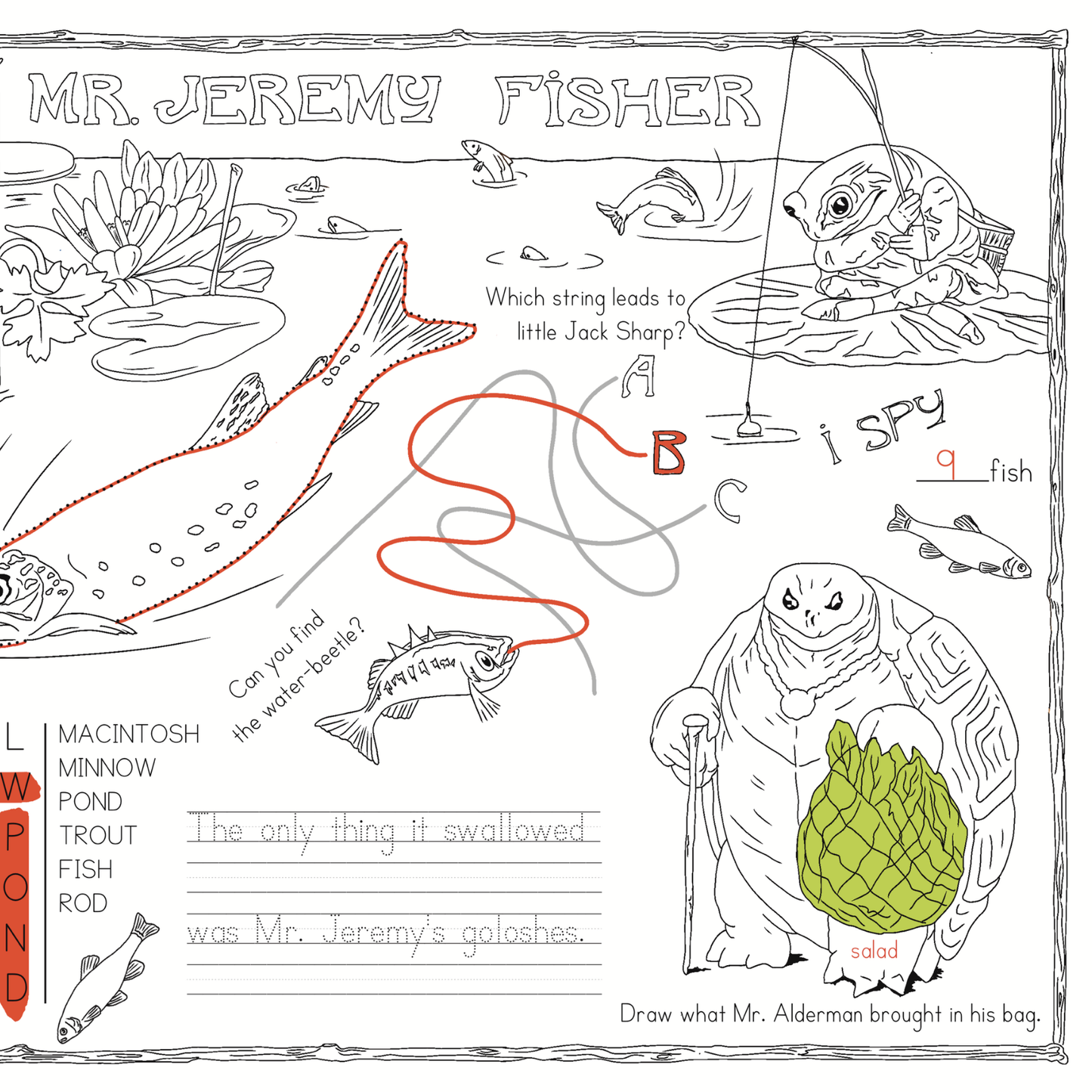 The Tale of Mr. Jeremy Fisher Activity Placemat (Beatrix Potter)