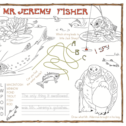 The Tale of Mr. Jeremy Fisher Activity Placemat (Beatrix Potter)