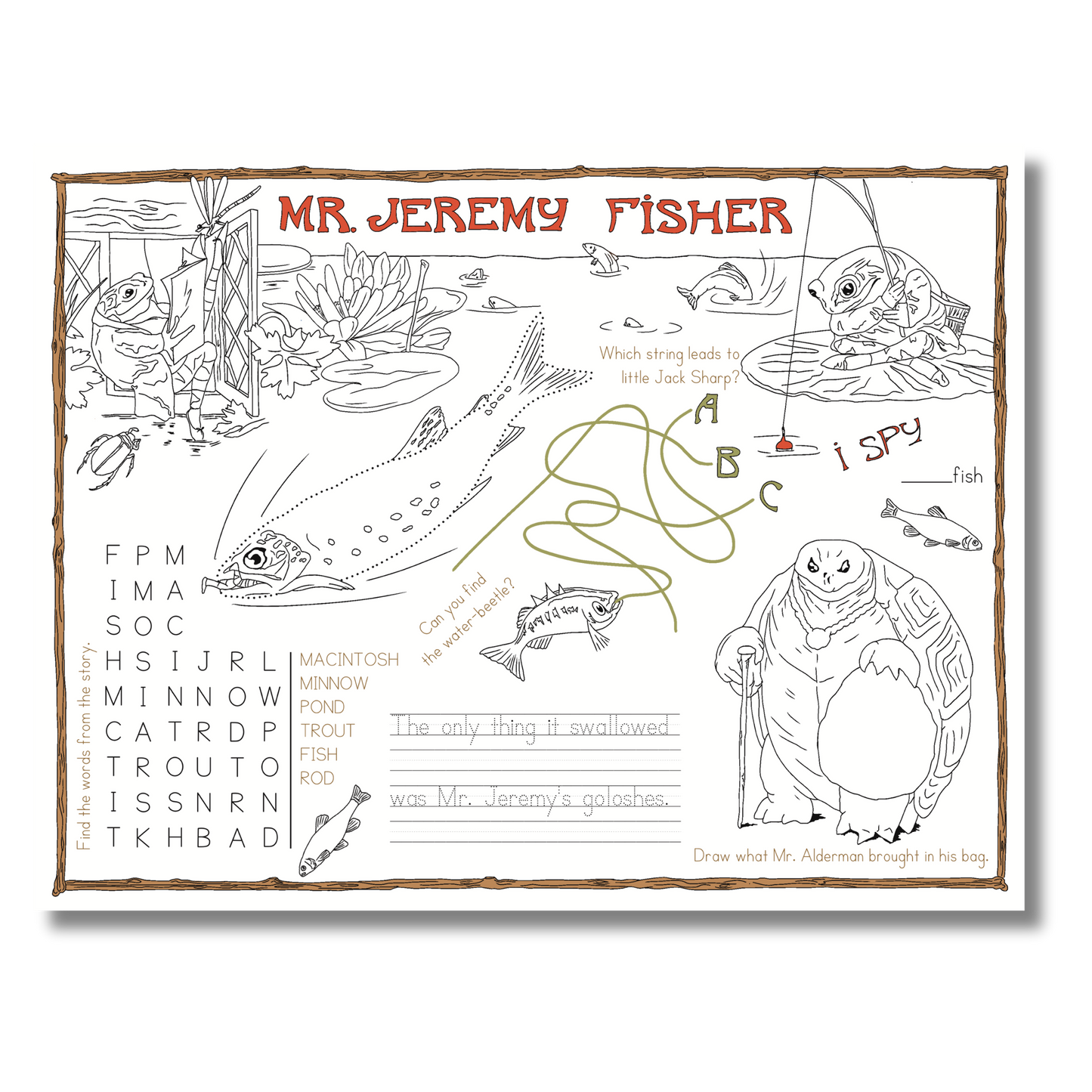 The Tale of Mr. Jeremy Fisher Activity Placemat (Beatrix Potter)