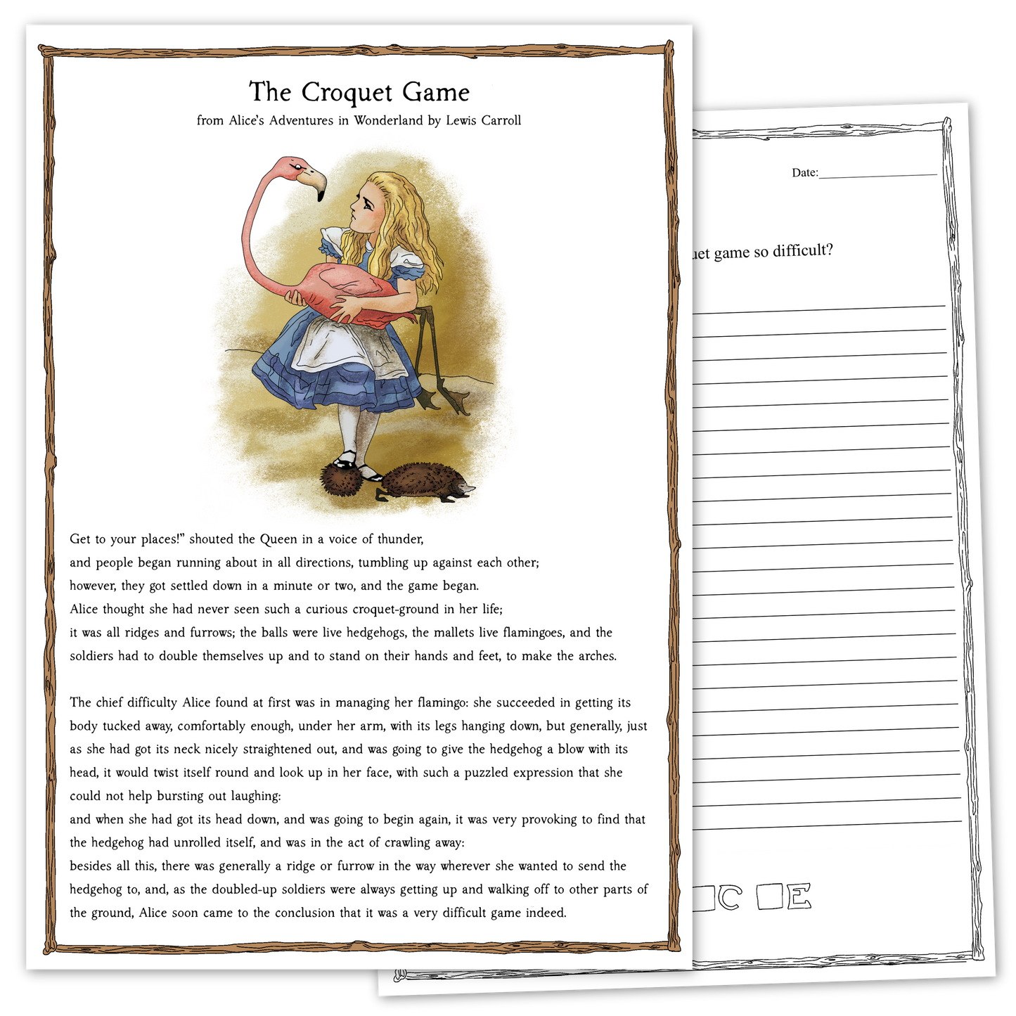 RACE Strategy Practice Worksheet | Alice in Wonderland Passage